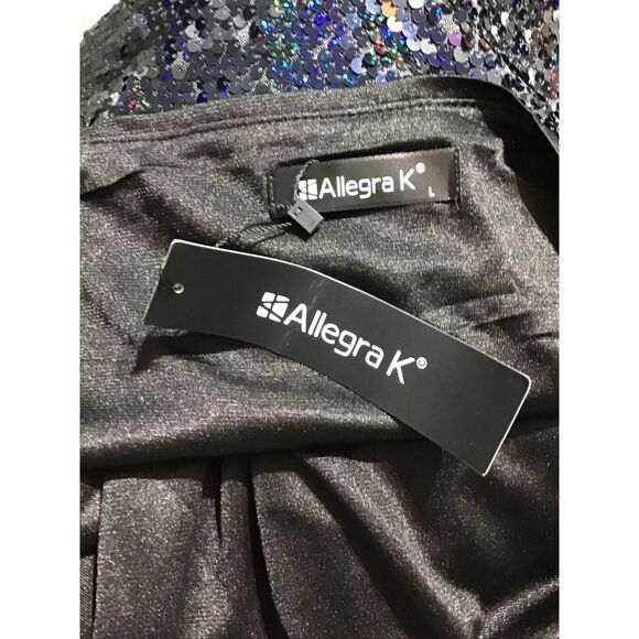 Allegra K Sequin V-Neck Prom Mini Dress LG - Picture 5 of 8